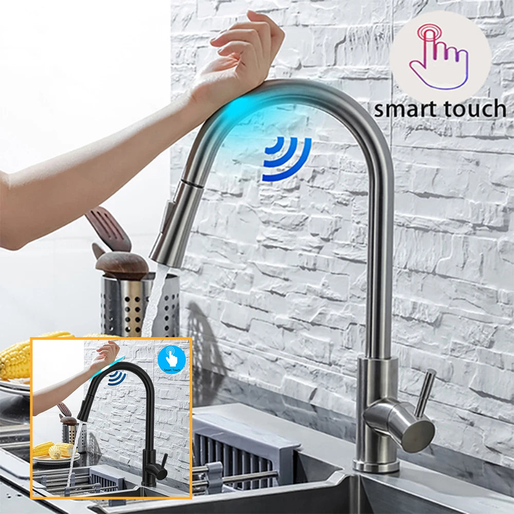 Pull Out Sensor Black Kitchen Faucet Sensitive Touch Control Faucet Mixer For Kitchen Touch Sensor Kitchen Mixer Tap