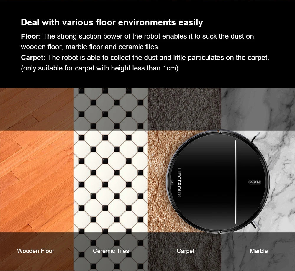 LIECTROUX M7SPRO Robot Vacuum Cleaner &Wet Mop Combo,Smart Mapping,WiFi App,4KPa,Brushless Motor,Ideal for Pet Hair,Carpet,Floor