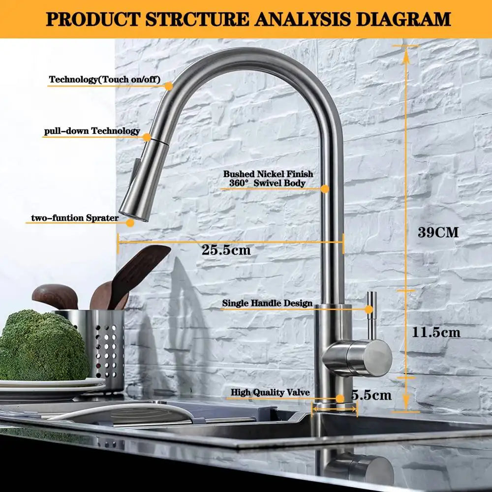 Pull Out Sensor Black Kitchen Faucet Sensitive Touch Control Faucet Mixer For Kitchen Touch Sensor Kitchen Mixer Tap