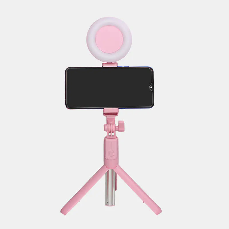 J861 Dual Light Bluetooth Selfie Stick with Tripod & LED Ring Light