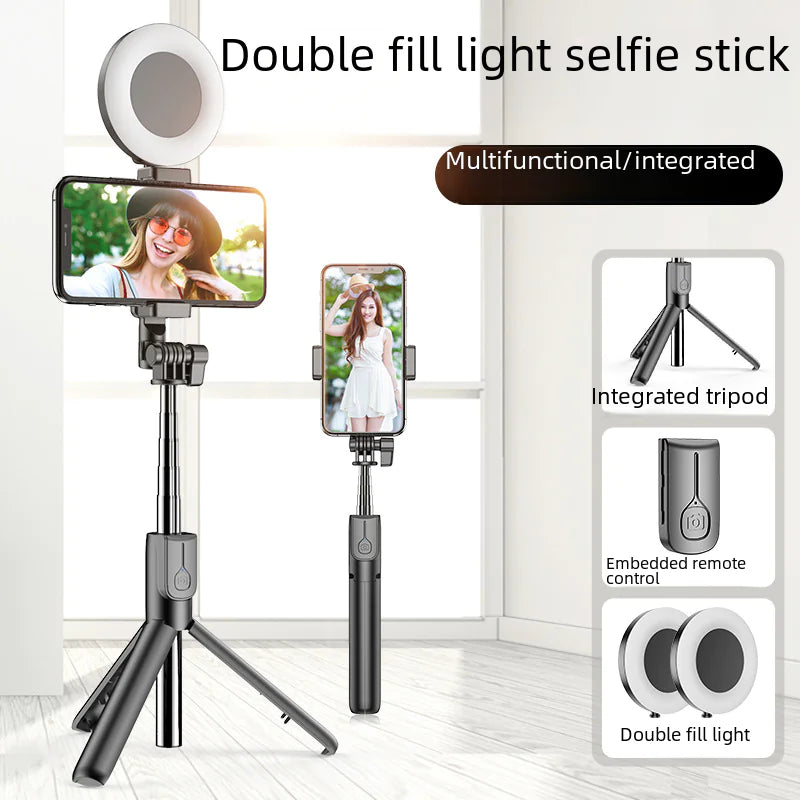 J861 Dual Light Bluetooth Selfie Stick with Tripod & LED Ring Light