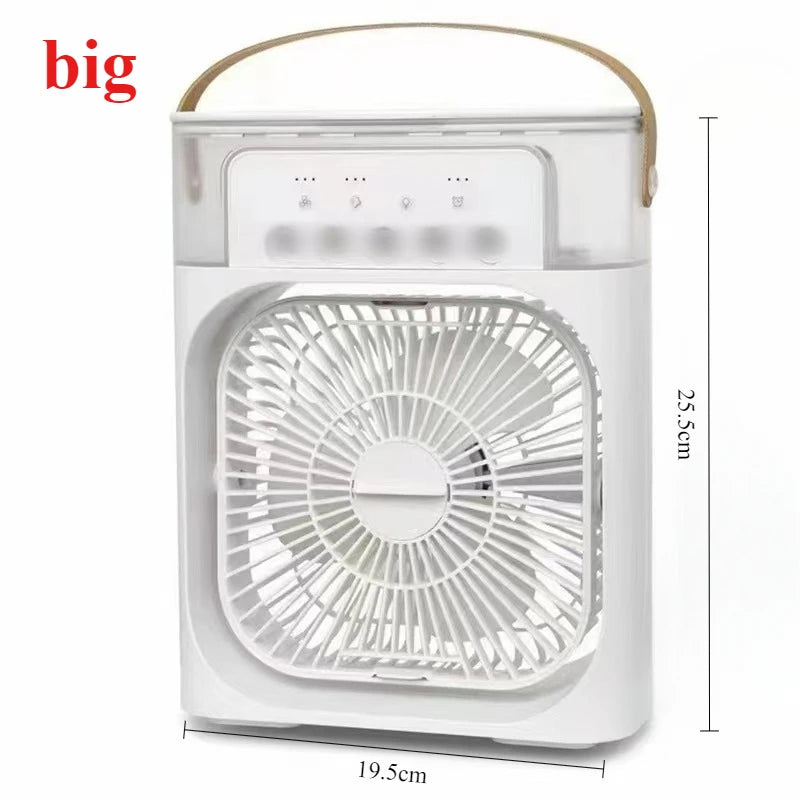 Portable Humidifier Fan Air Conditioners USB Electric Fan LED Night Light Water Mist Fun 3 In 1 Air Cooler Humidifie For Home