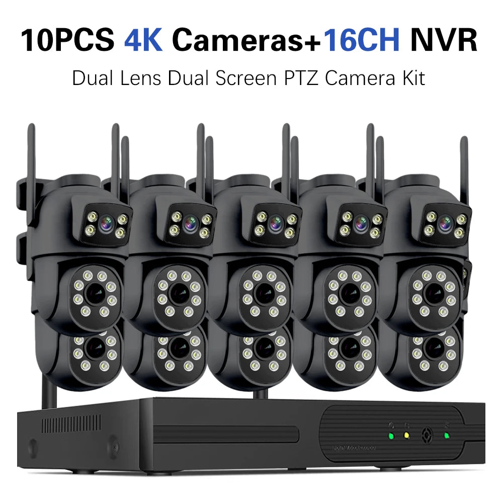 16CH 8MP Wireless PTZ Camera Security System 2 Way Audio CCTV Camera Video Surveillance Kit Color Night Vision Wifi NVR Kit 8CH