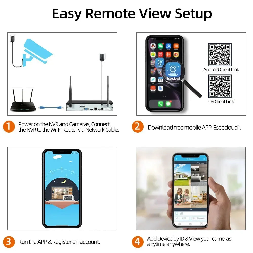 16CH 8MP Wireless PTZ Camera Security System 2 Way Audio CCTV Camera Video Surveillance Kit Color Night Vision Wifi NVR Kit 8CH