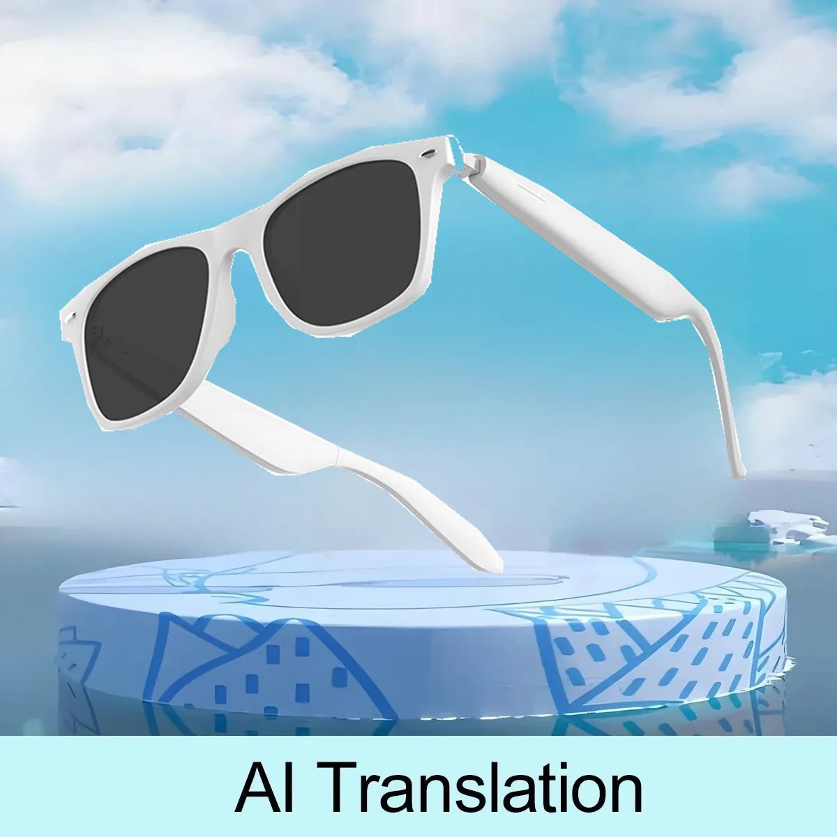 2025 New AI Translation Smart Glasses Bluetooth Call Headphones UV Protective Lenses Connected Bezel Outdoor Sports Sunglasses