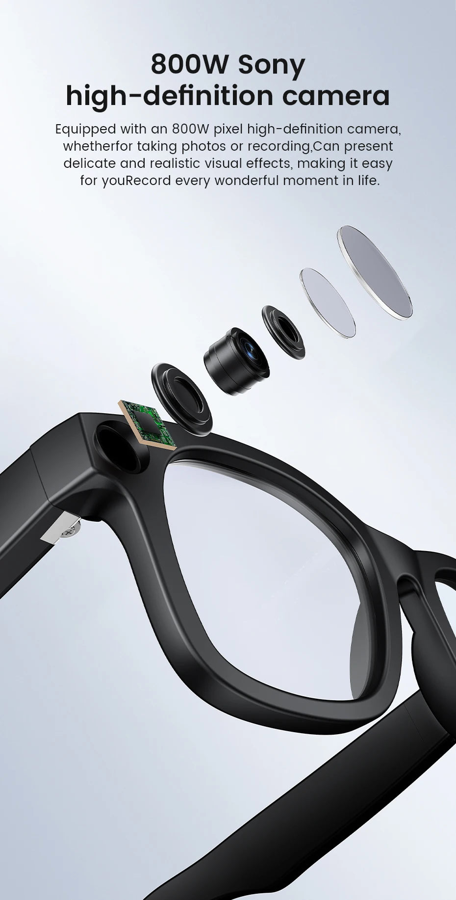 LIGE New 800W Pixels Camera AI smart glasses 32GB Memory 1080P Video Shoot Wireless Transmission AI Translation Smart Sunglasses