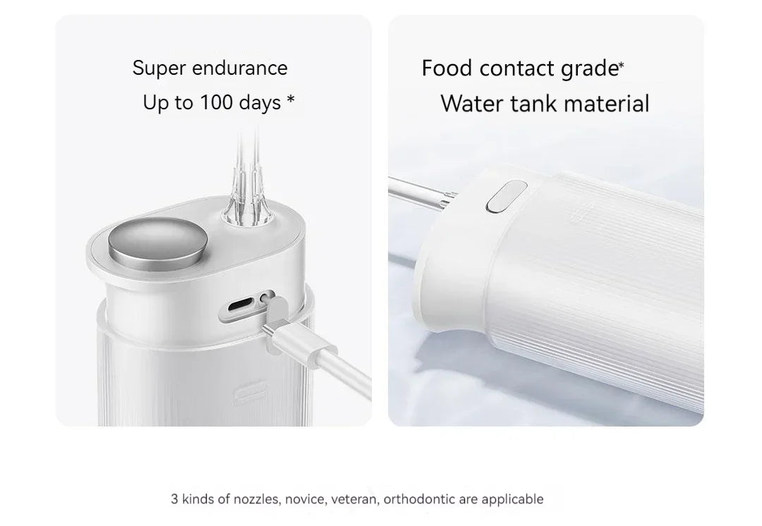MIJIA Electric Oral Irrigator F400 Portable Water Pick Flosser Teeth Whitening Remove Dental Plaque 200ML pull-out Water Tank
