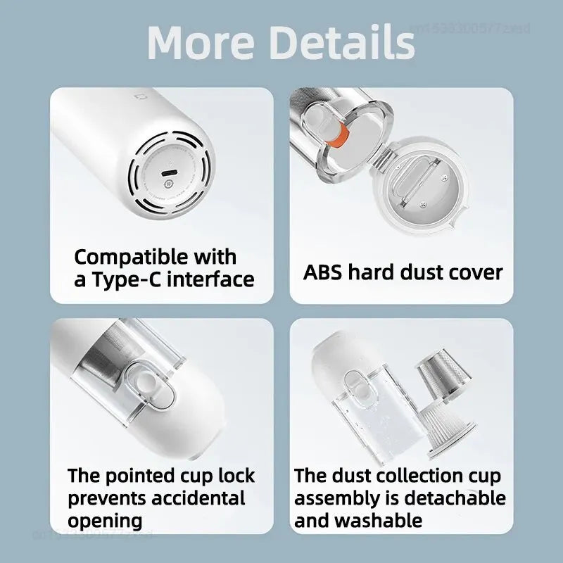 Xiaomi Mijia Portable Car Vacuum Cleaner Mini Handheld Wireless Cleaning Machine for Home Appliance 13000Pa Cyclone Suction