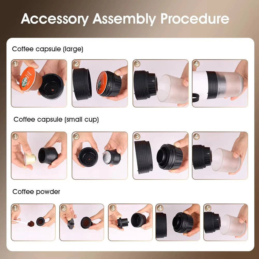 NEW 3-in-1 Capsule Powder Coffee Maker Wireless Electric Portable Espresso Coffee Machine for Home Camping Travel Coffee Maker