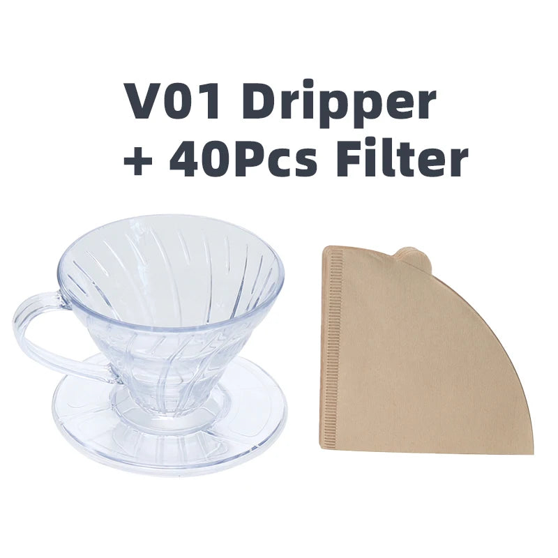 Hot Selling V shaped 60 Degrees Coffee Maker Set Pour-over Coffee Filter Cup Spiral Hand Filter Cup