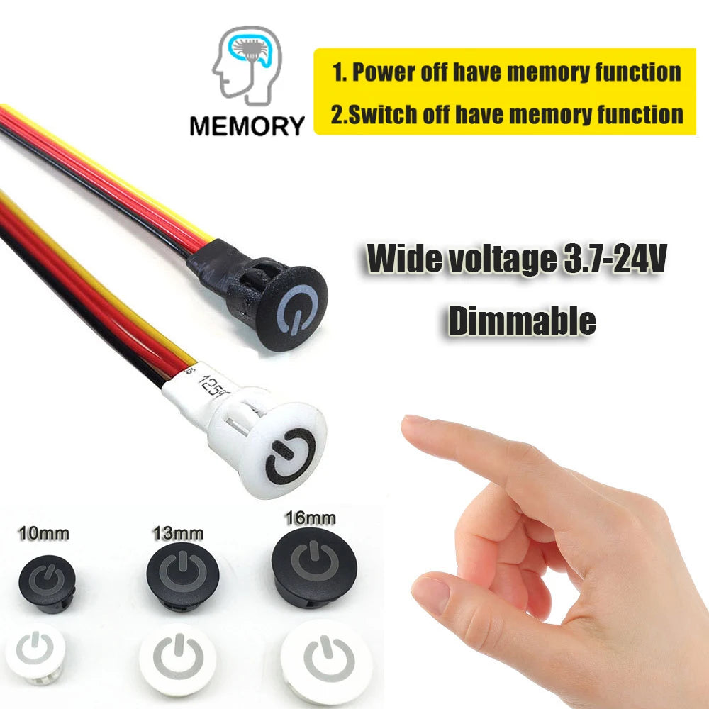 10mm 16mm Smart Home Touch Sensor Button Dimmable Controller Switch for DC5V 12V 24V Smart Home Led Tape LED Dimmer Controller