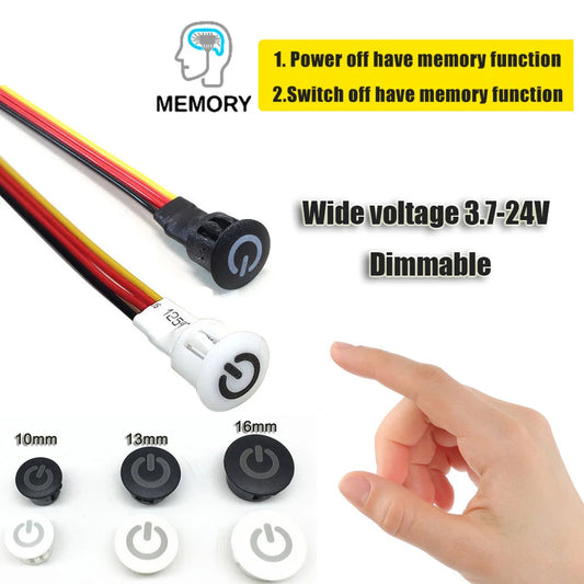 10mm 16mm Smart Home Touch Sensor Button Dimmable Controller Switch for DC5V 12V 24V Smart Home Led Tape LED Dimmer Controller
