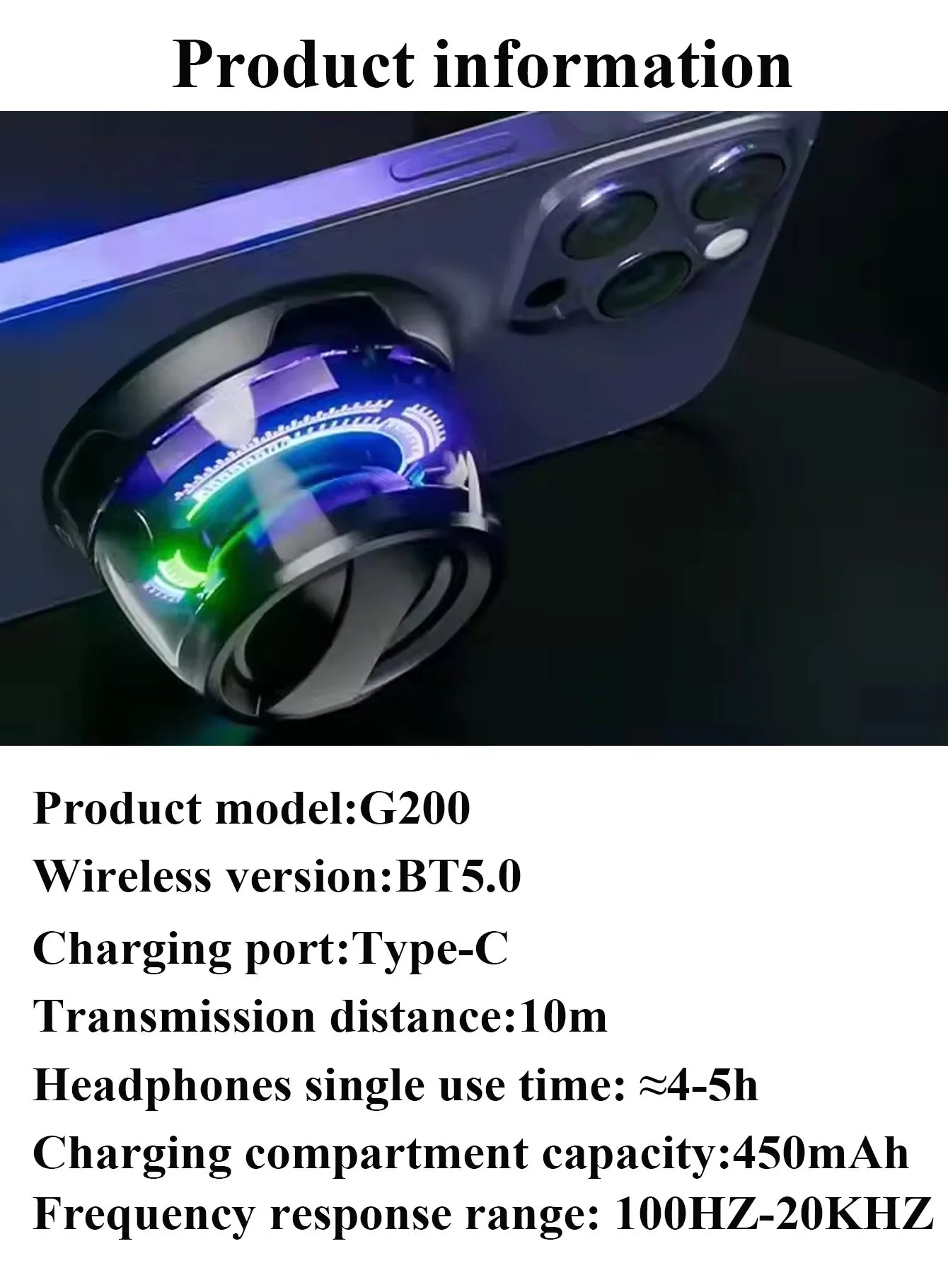 G200 Portable Wireless Bluetooth Speaker Mini Magnetic RGB Lights Cell Phone Stand Design Compatible iPhone/Xiaomi