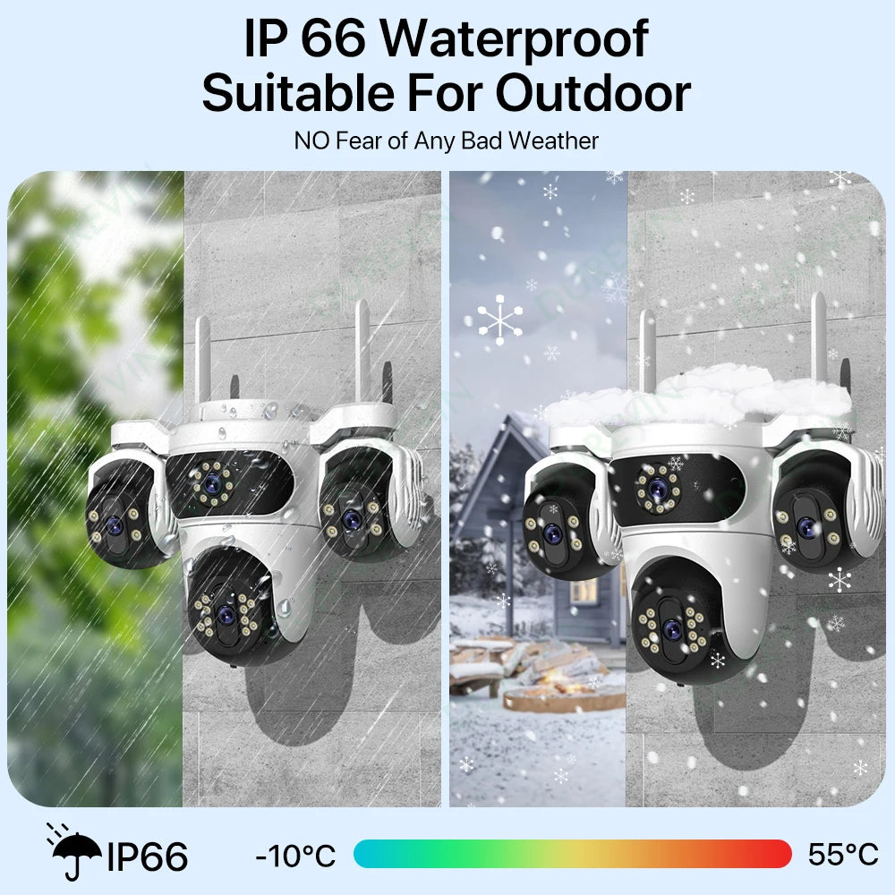 15MP WIFI Camera Three Screen PTZ Camera Human Detection Security CCTV Surveillance 10MP HD External Dual Lens Camera iCsee