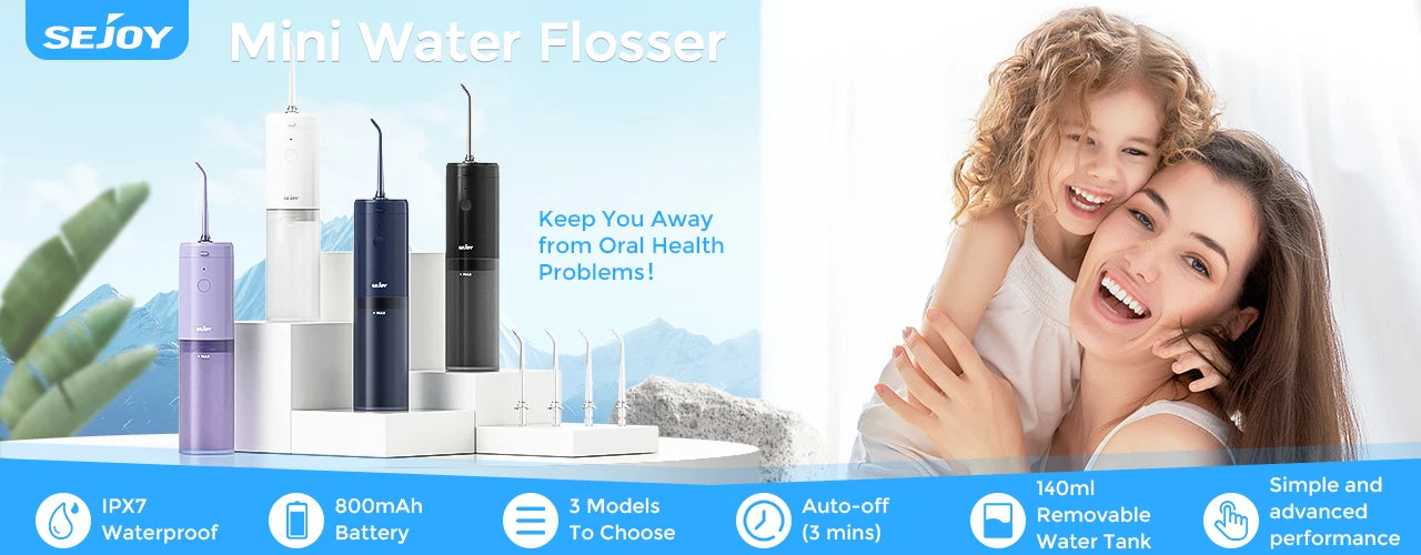 Sejoy Irrigator Dental Mouth Washing Machine Travel Portable Water Flosser Teeth Whitening  IPX7 Waterproof Teeth Cleaning Tools