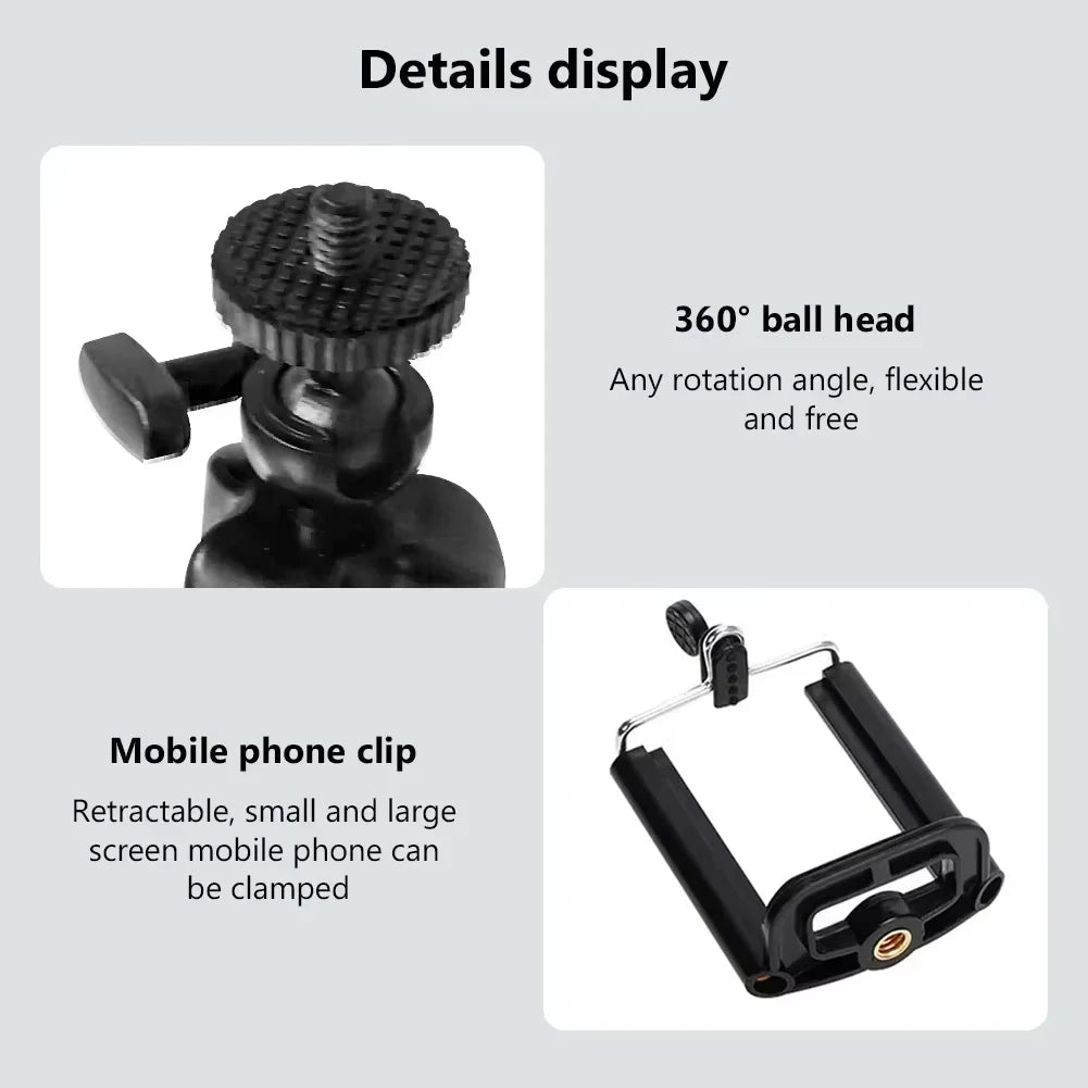 Tripods For Smartphone Camera Non-Slip Phone Holder Clip Tripod Stand With Bluetooth Remote Control For Travel Camping Selfie