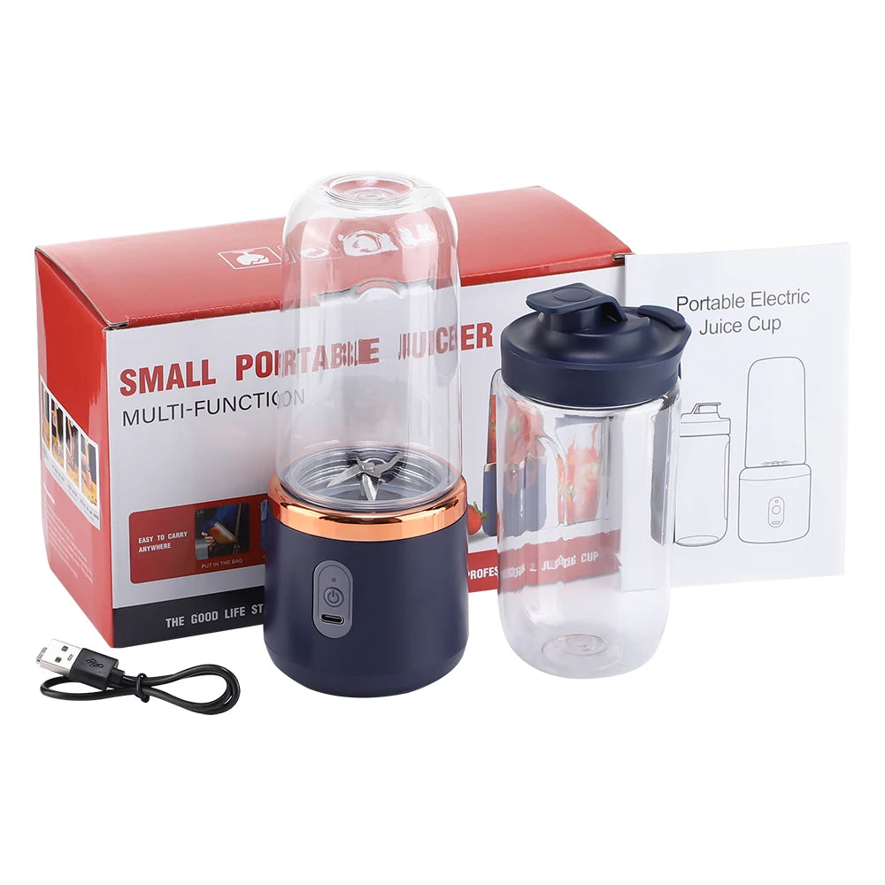 6 Blades Electric Juicer Cup 2 Cups For Travel Portable Juicer Mixer Usb Charge Fresh Fruit Juice Personal Blender Smoothie