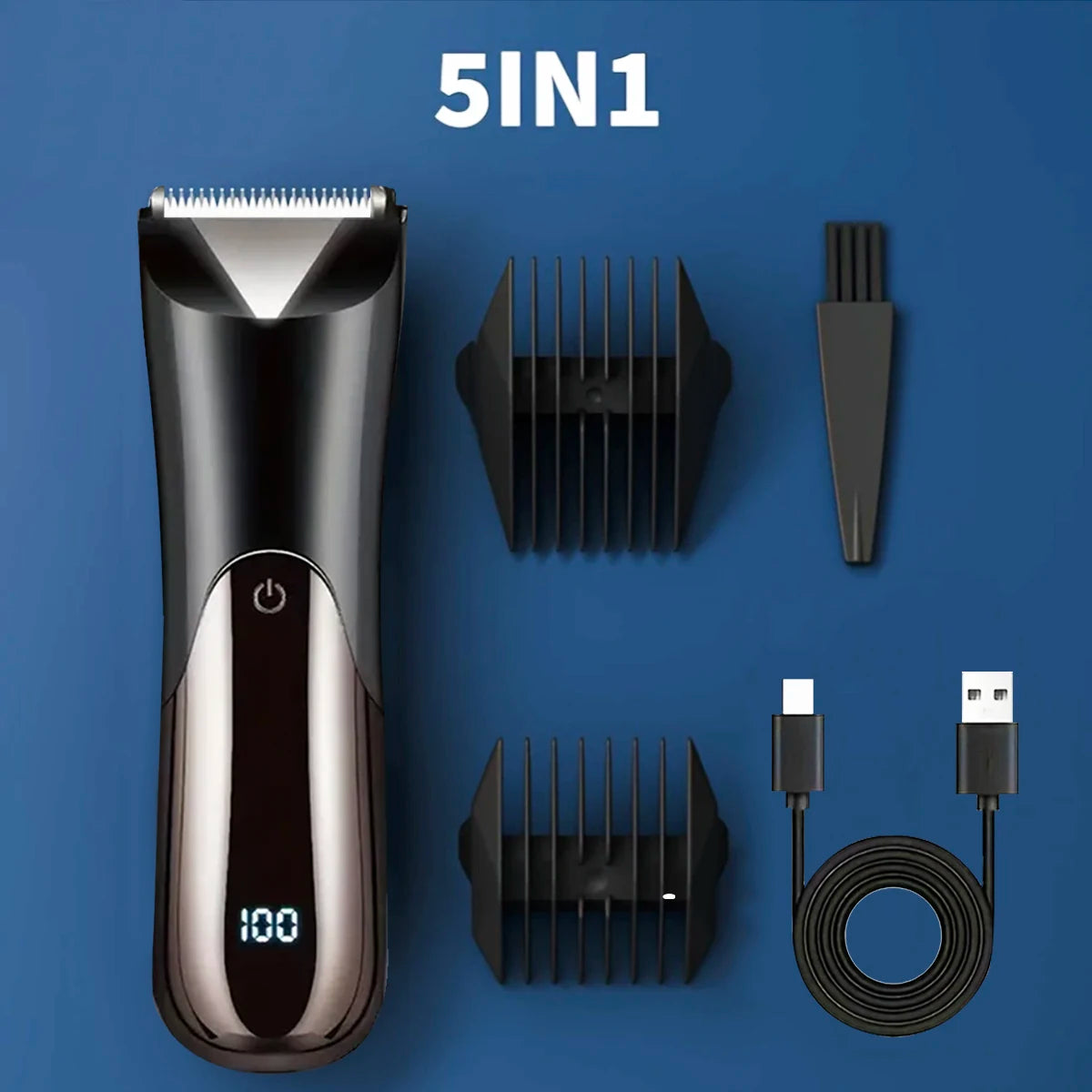 Men's Body Trimmer, Electric Razor, Pubic and Underarm Hair Private Hair Trimmer, Ceramic Blade Men's Grooming Kit