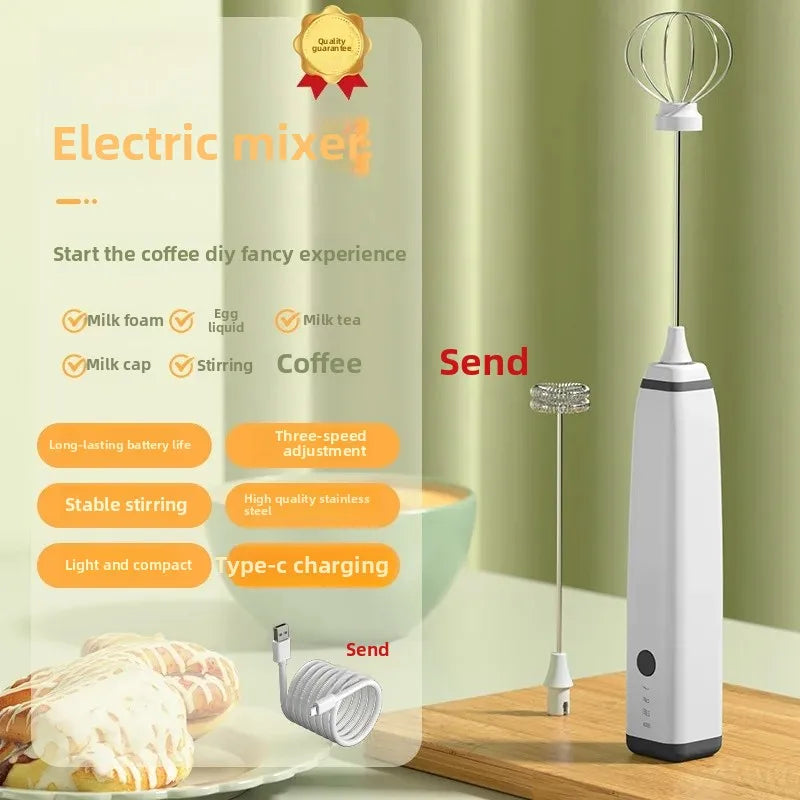 Portable Electric Egg Beater Smart Digital Display Wireless Foam Maker for Coffee And Baking Home Use Adjustable Speed