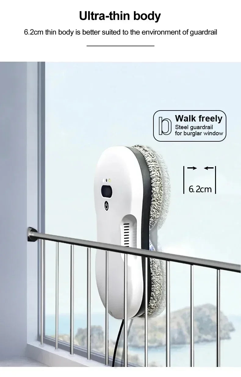 Smart Dual-Sided Spray Window Cleaning Robot with Strong Suction, Electric Glass Cleaner for High-rise Home & Office Windows