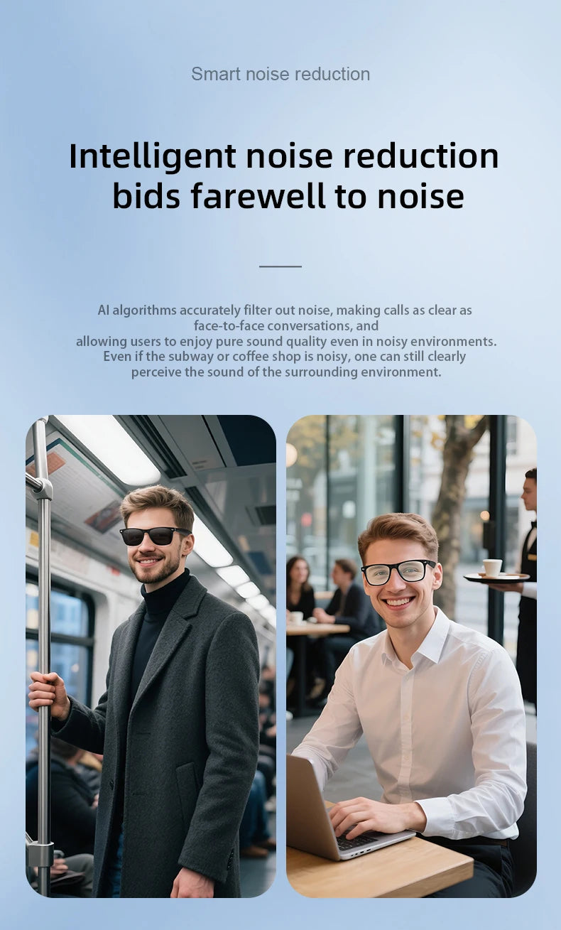 2025 New AI Translation Smart Glasses Bluetooth Call Headphones UV Protective Lenses Connected Bezel Outdoor Sports Sunglasses