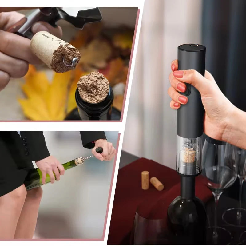 2024 Smart Kitchen Accessories 4in1 Electric Wine Opener Gift Set with Wine Stopper,Wine Pourer,Storage Base