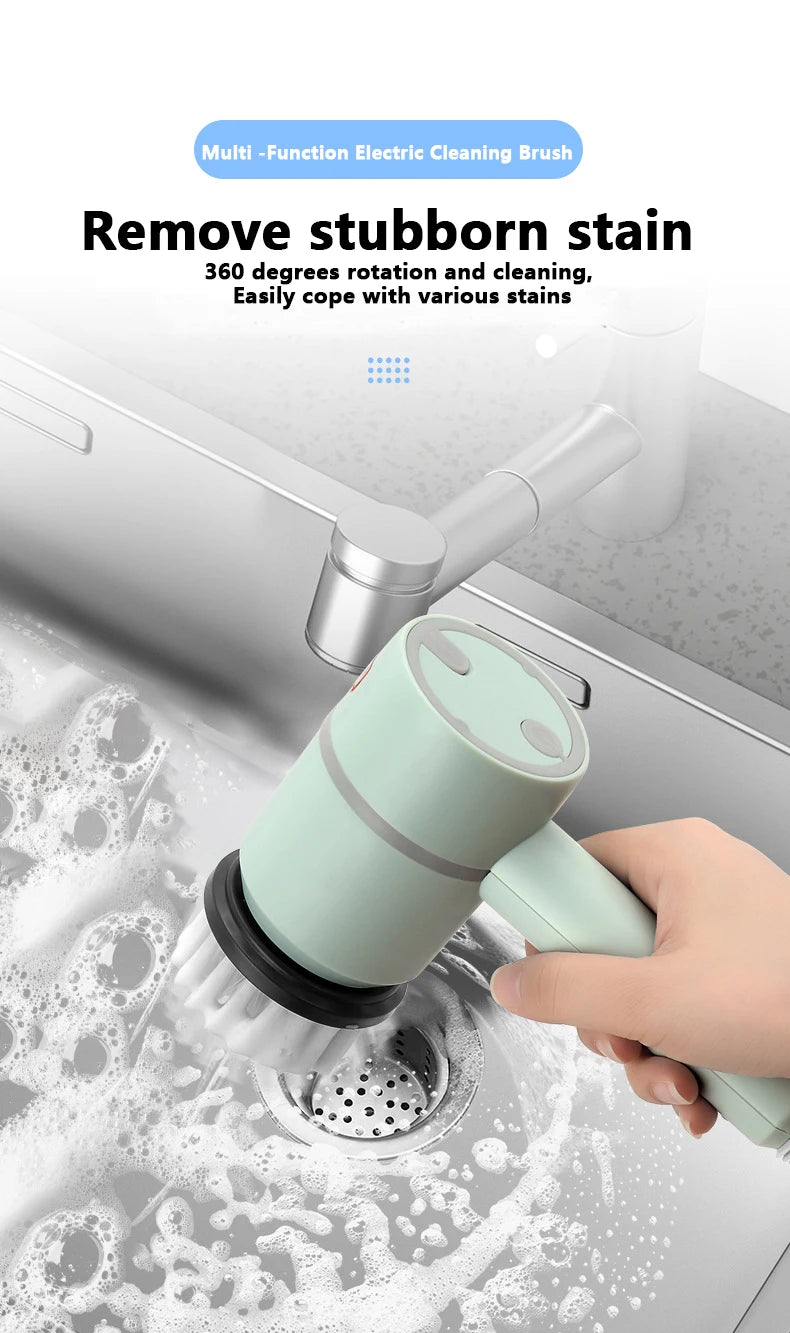 Wireless Electric Cleaning Brush USB Rechargeable Automatic Kitchen Dishwashing Brush Bathtub Tile Professional Cleaning Brush