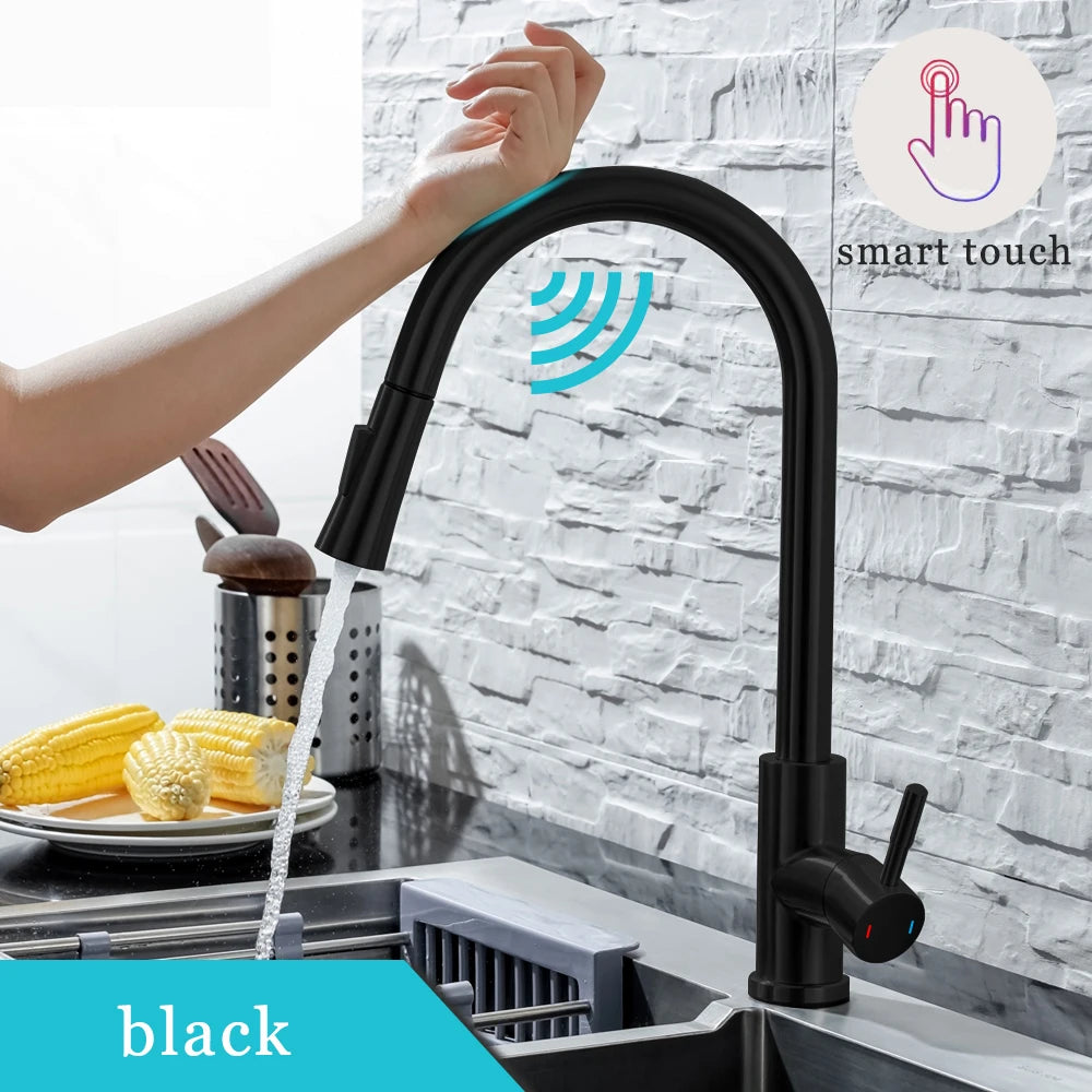 Pull Out Sensor Black Kitchen Faucet Sensitive Touch Control Faucet Mixer For Kitchen Touch Sensor Kitchen Mixer Tap