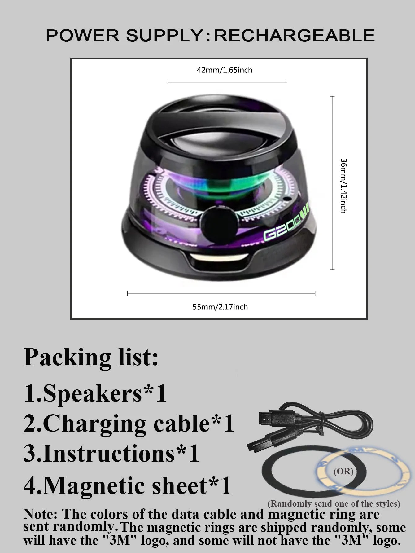 G200 Portable Wireless Bluetooth Speaker Mini Magnetic RGB Lights Cell Phone Stand Design Compatible iPhone/Xiaomi
