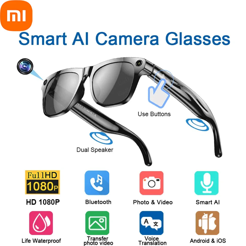 Xiaom 8K HD Smart Glasses Chat GPT 100MP Camera Bluetooth Call 260Mah Battery Voice Assistant Control Smart Glasses for Men