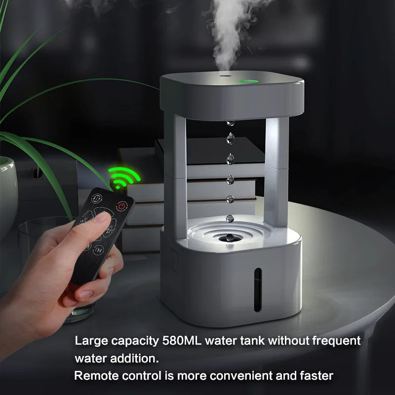 580ML Anti-gravity Water Drop Humidifier 3 Modes Levitating Water Drops Ultrasonic Cool Mist Maker Fogger with LED Night Light