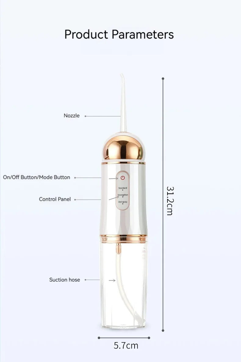 2025 New Portable Water Flosser Teeth Cleaner Dental Jet Irrigator 4 Nozzles 3 Modes USB Rechargeable for Home Travel Oral Care
