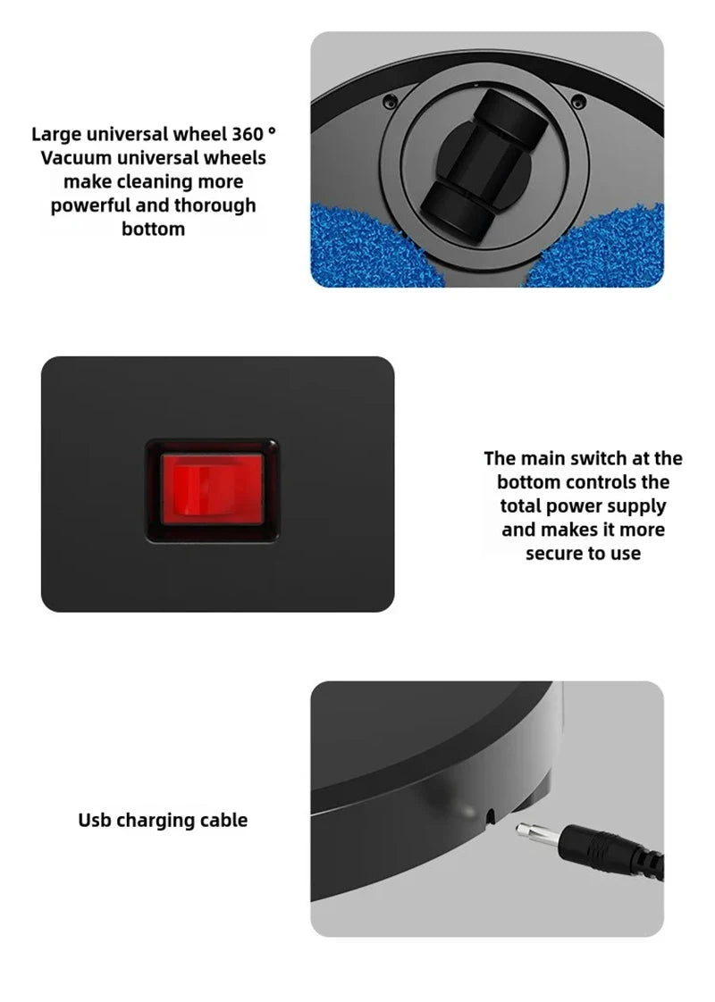 Intelligent Mop Two-wheel Robot Intelligent Mop Usb Charging Machine Automatic Dry And Wet Mop For Household Cleaning