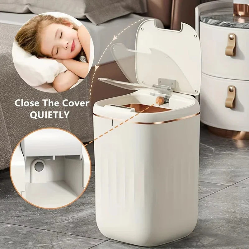 Smart Trash Can Smart Sensor Trash Can with Lid Kitchen Bedroom Waterproof Recycle Toilet Wastebasket Rechargable Garbage Bin