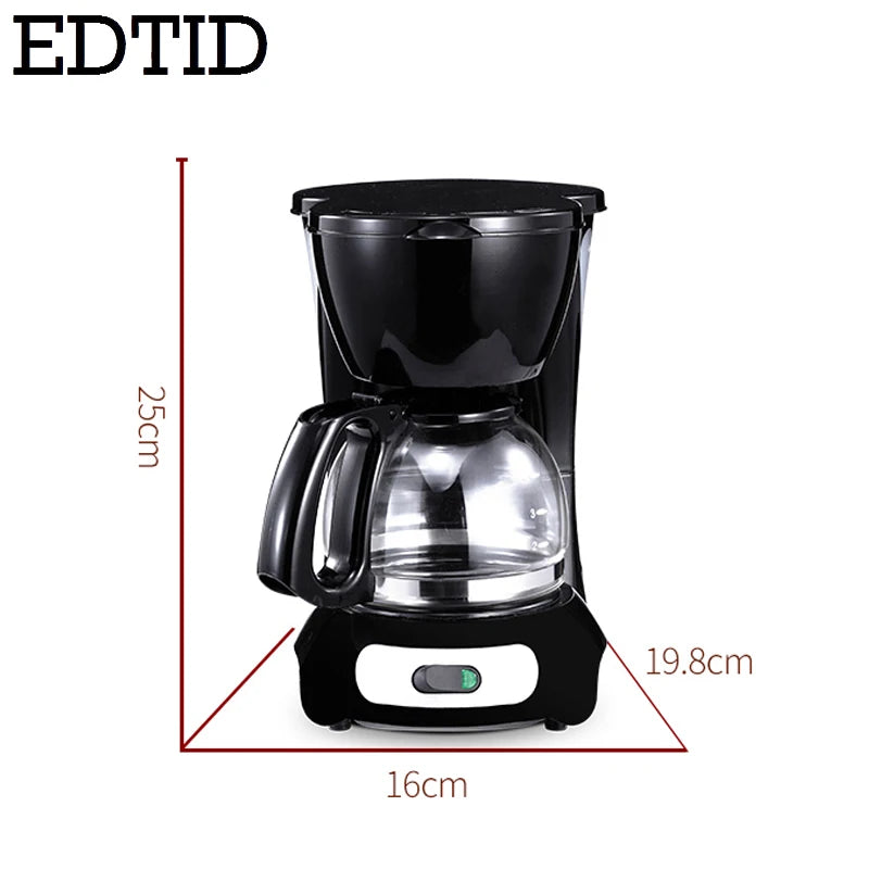 EDTID Automatic Electric Latte Espresso Coffee Maker Mini 0.6L Moka Drip Cafe American Coffee Brewing Machine Tea Pot Boiler EU