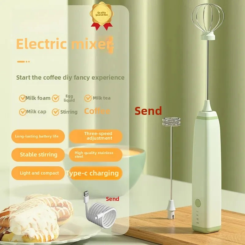 Portable Electric Egg Beater Smart Digital Display Wireless Foam Maker for Coffee And Baking Home Use Adjustable Speed