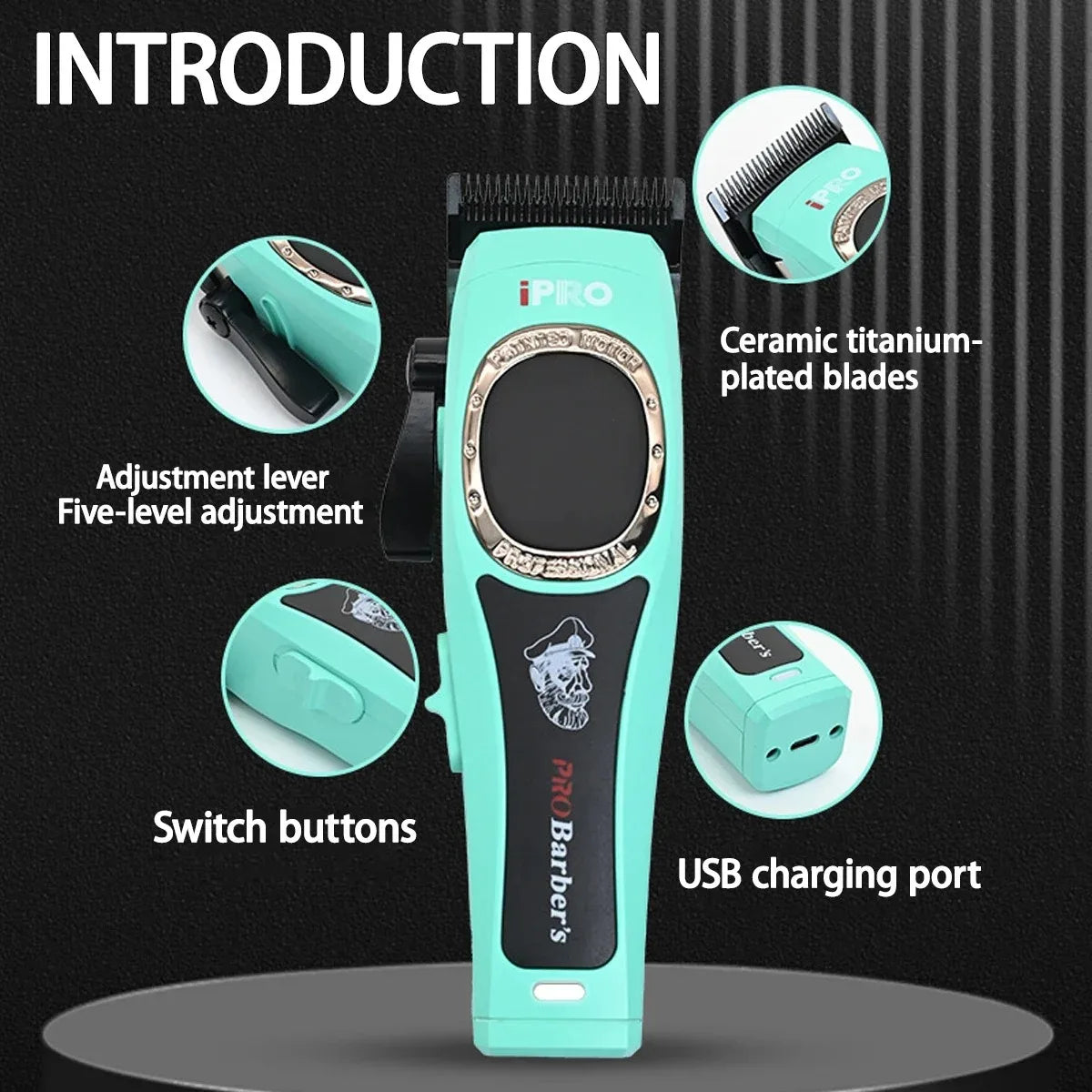 Professional Electric Hair Clipper S1093 Hair Trimmer 7500RPM High Speed Motor DLC Blade 2600mAh Barber Shop Silent Hair Machine
