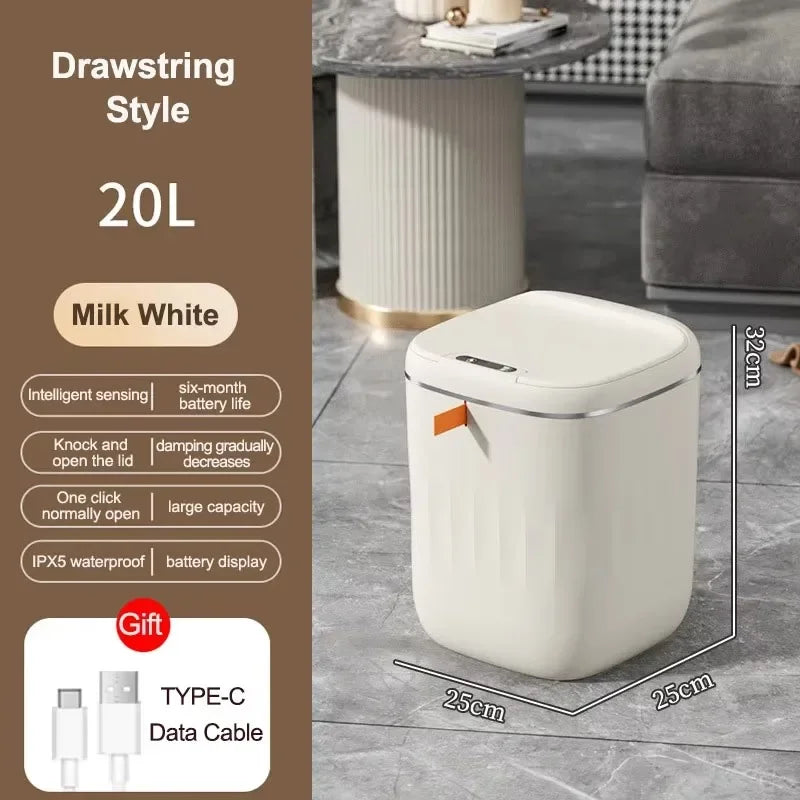 Smart Trash Can Smart Sensor Trash Can with Lid Kitchen Bedroom Waterproof Recycle Toilet Wastebasket Rechargable Garbage Bin