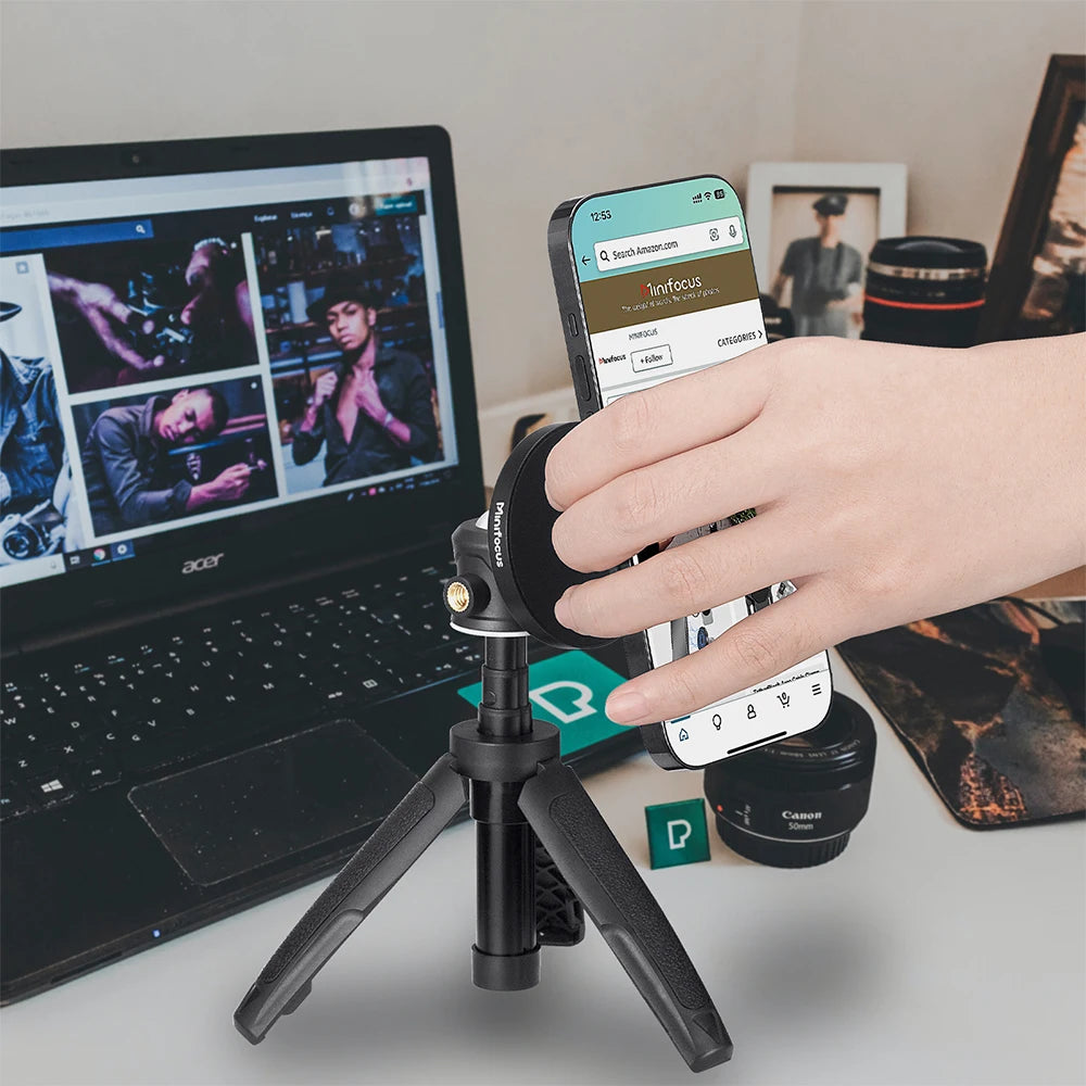 Magnetic Cell Phone Selfie Stick Tripod Extendable Mini Desktop Smartphone Tripod Mount for Magsafe iPhone 14/13/12 Pro Max