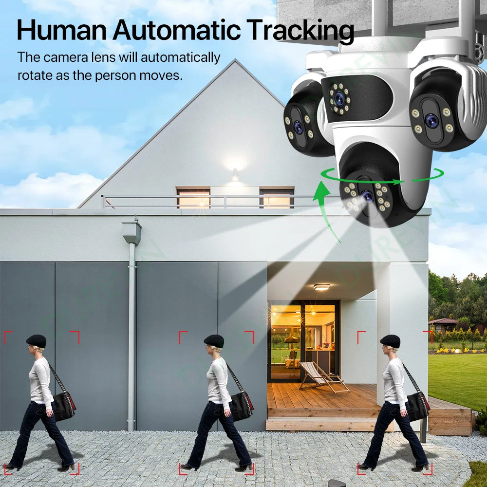 15MP WIFI Camera Three Screen PTZ Camera Human Detection Security CCTV Surveillance 10MP HD External Dual Lens Camera iCsee