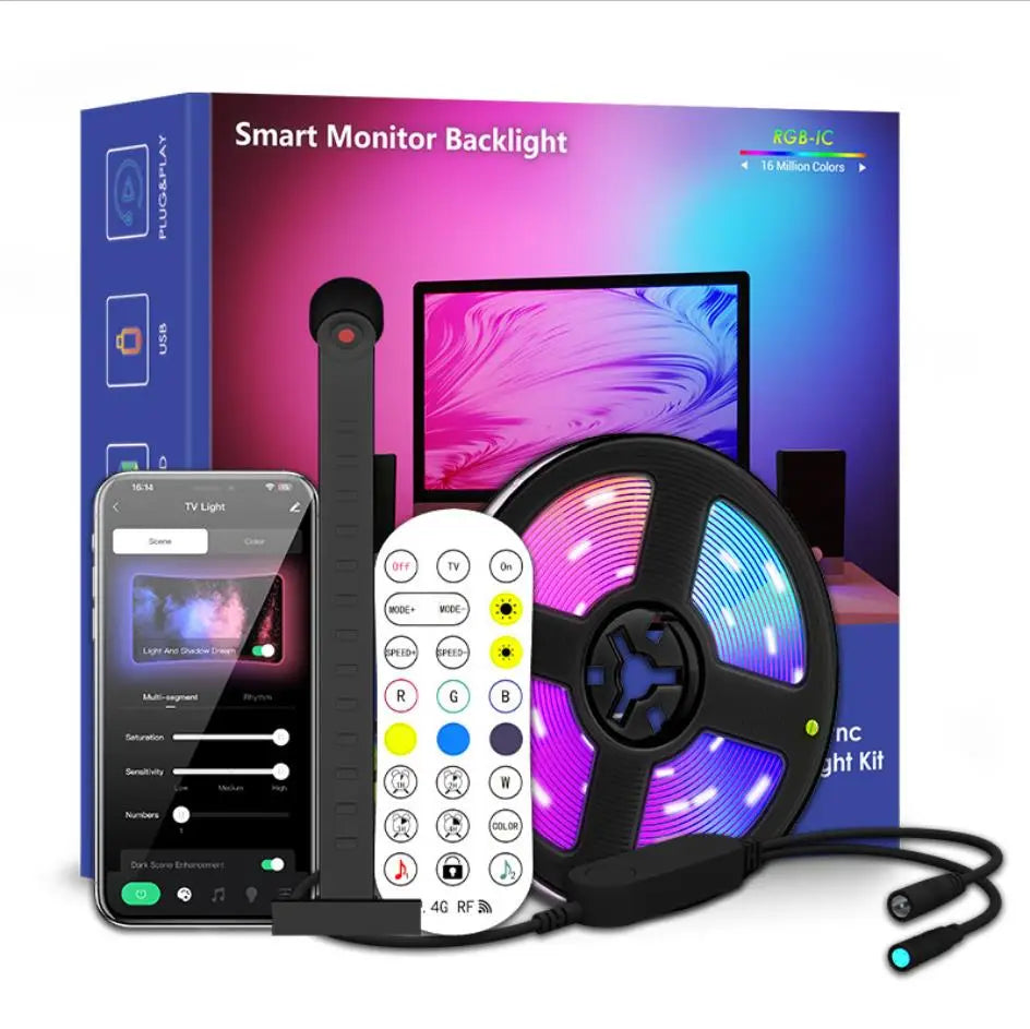 RGBIC LED TV Backlight Strip with Camera App Control Music Sync Smart Lights for Gaming Room 55-75inch Ambient Lighting