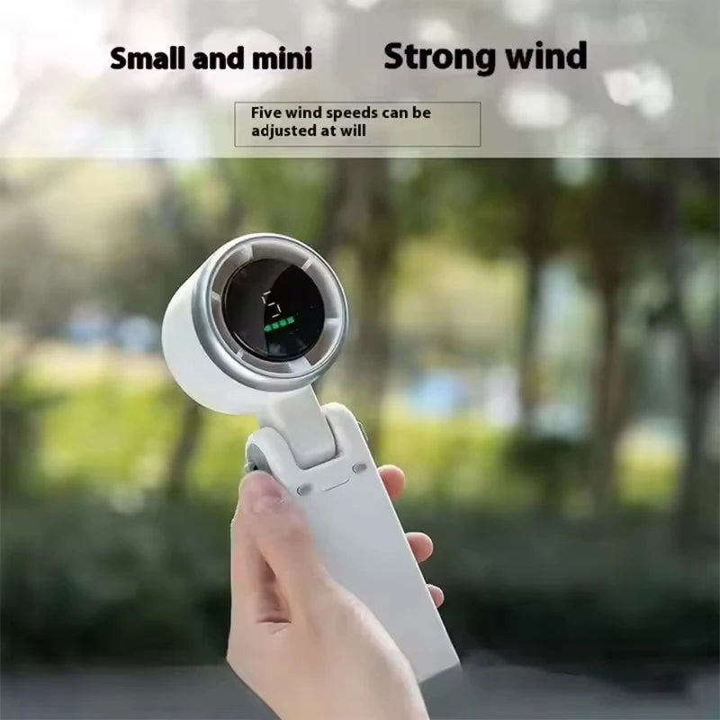 Hanging Neck Outdoor 180 Degree Folding Desktop Mini Electric Fan Hand-held Folding High-speed Powerful Turbo Fan 2025