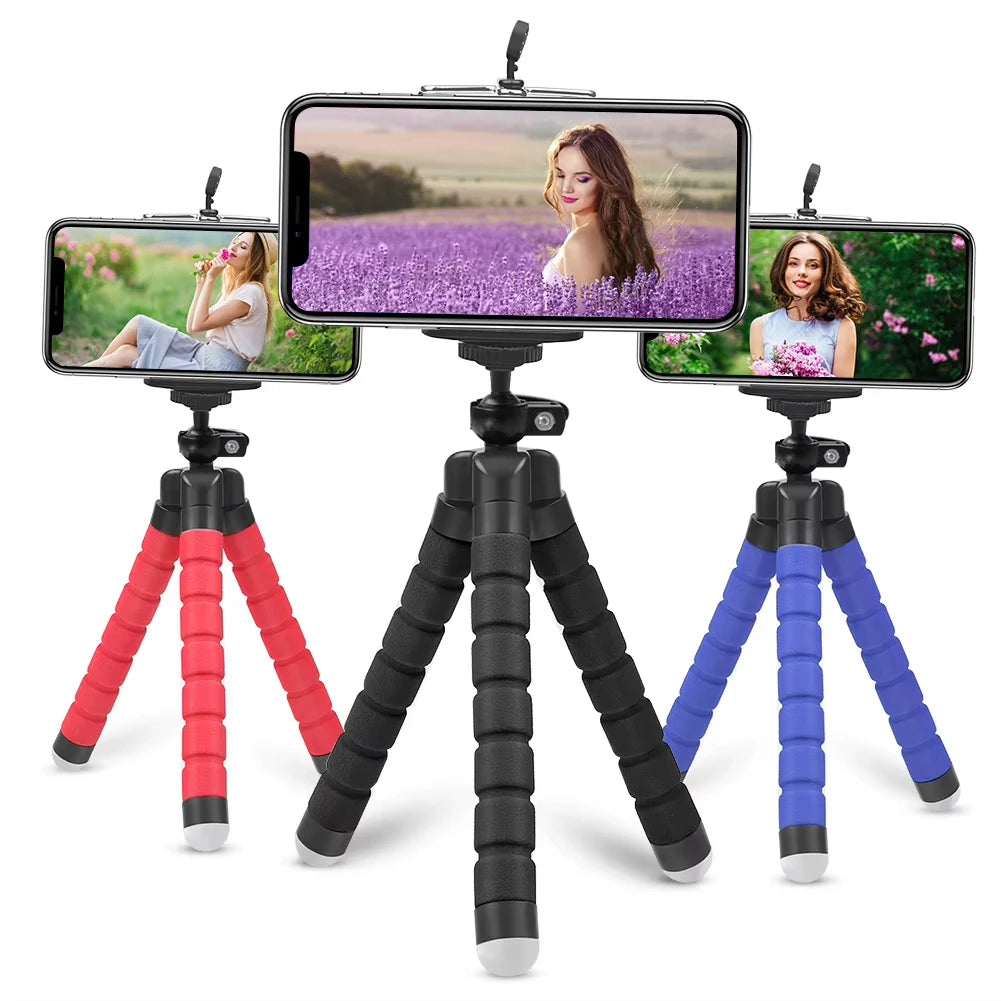 Tripods For Smartphone Camera Non-Slip Phone Holder Clip Tripod Stand With Bluetooth Remote Control For Travel Camping Selfie