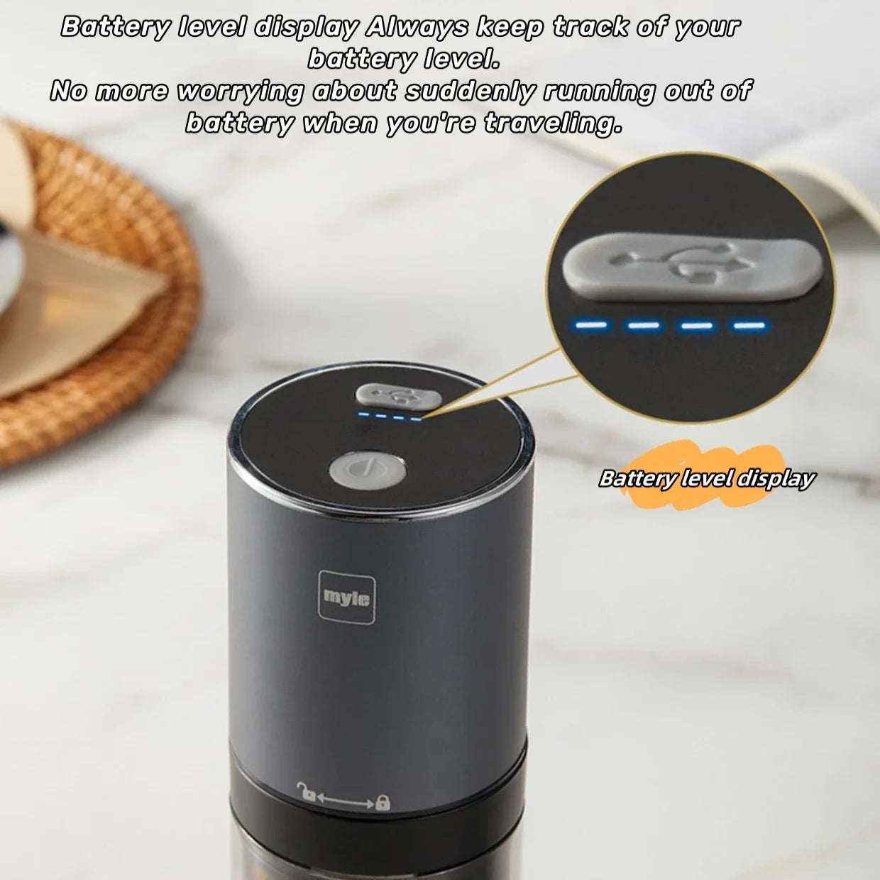 Electric Coffee Bean Grinder Small Grinder Stainless Steel Grinding Core Italian Hand Pour USB Rechargeable Coffee Grinder