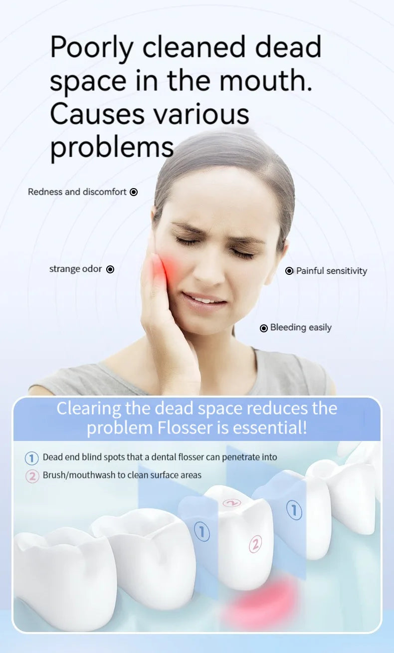 2025 New Portable Water Flosser Teeth Cleaner Dental Jet Irrigator 4 Nozzles 3 Modes USB Rechargeable for Home Travel Oral Care