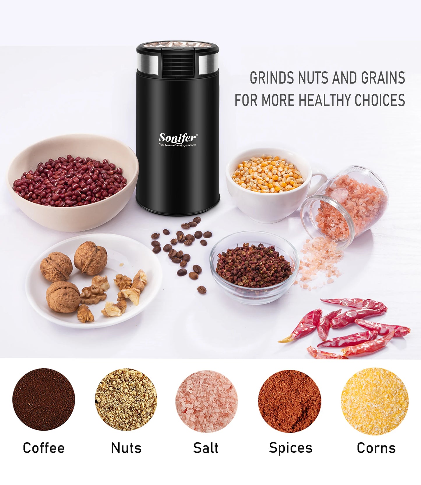 Electric Coffee Grinder 200W Herb Nuts Grains Pepper Grass Tobacc Spice Flour Mill Cafe Beans Electric Grinder Machine Sonifer