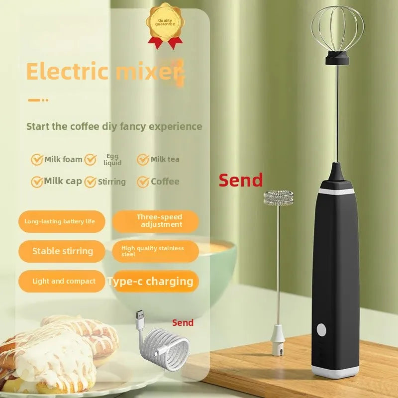 Portable Electric Egg Beater Smart Digital Display Wireless Foam Maker for Coffee And Baking Home Use Adjustable Speed