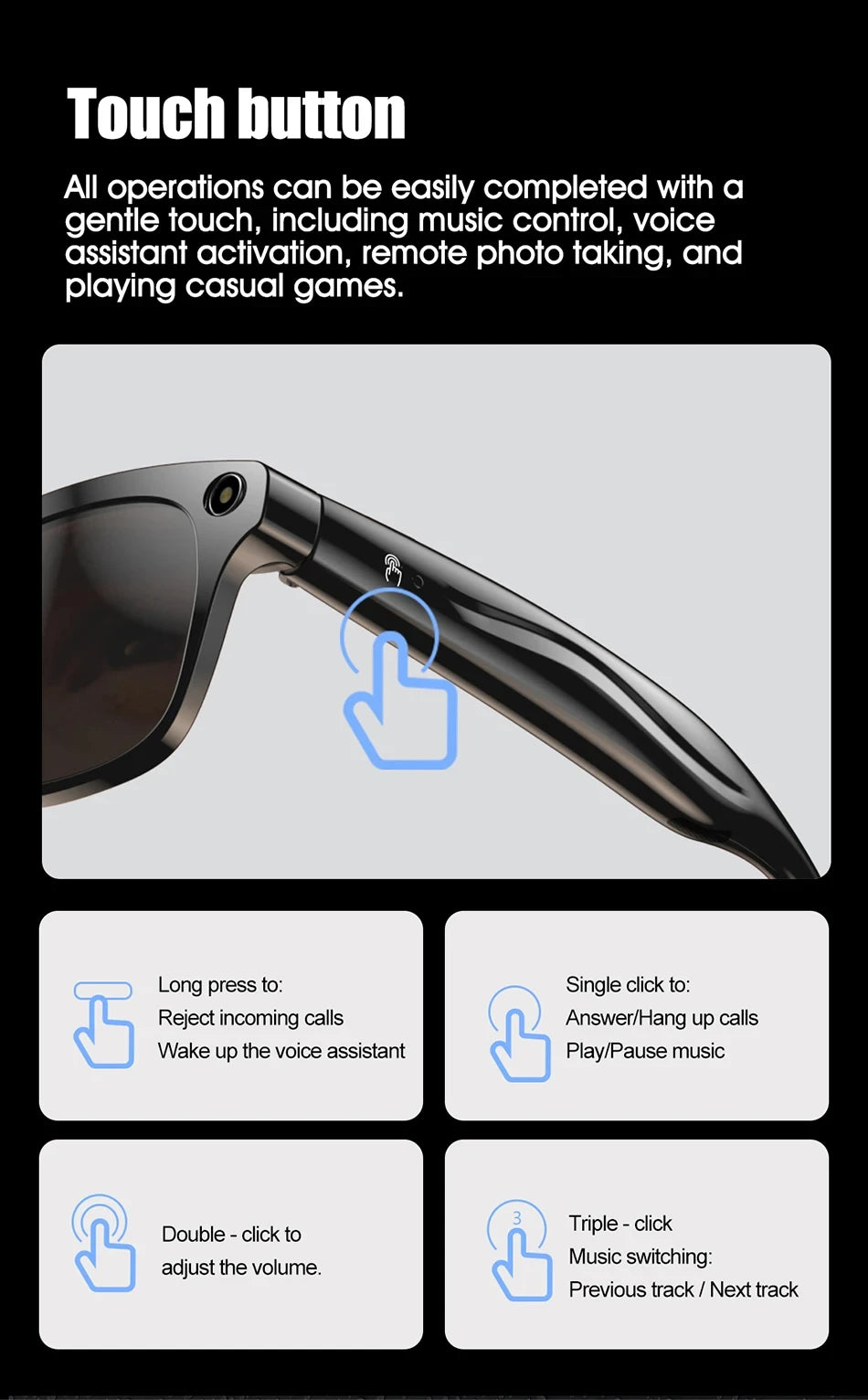Xiaomi Fashion AI 100MP Camera Smart Glasses Waterproof Bluetooth Call Playing Music Smart Glasses Identify Pictures Use ChatGPT