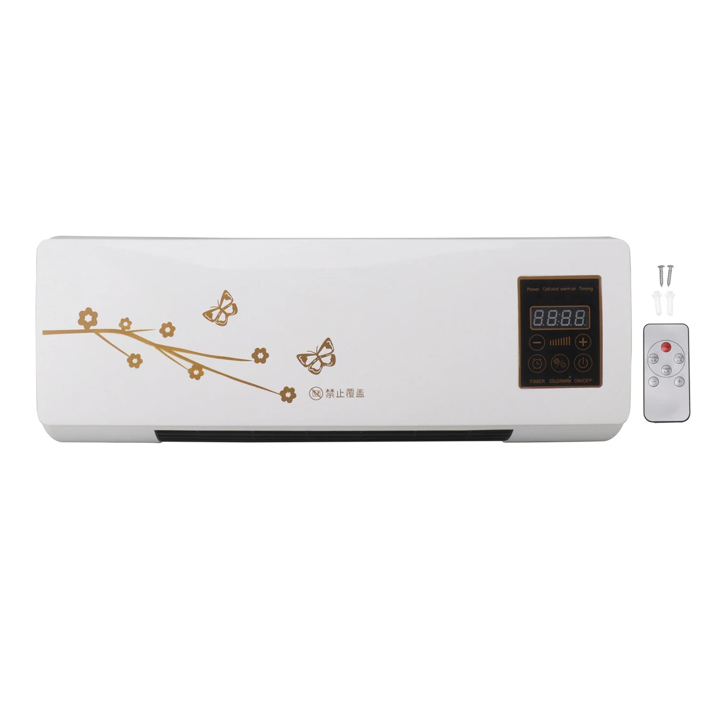 Dual Use Wall Mounted Heat Blower Heating Household Wall Hanging Heat Blower with Digital Display Remote Control US Plug 110V