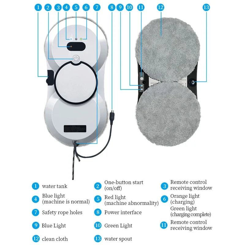 Water Spray Window Cleaning Robot High Suction Smart Electric Window Cleaner Double-sided Glass Cleaning Robot Vacuum Cleaner